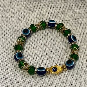 Green and Blue Eye of Protection Bracelet